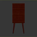 Vintage Electronic Television With Wooden Cabinet Mesh Speakers And Red Legs