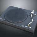 Sleek Black Turntable with Silver Tonearm Control Panel Buttons and Indicator Lights 3d model
