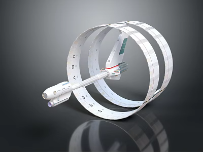 Futuristic Sci Fi Weapon With Circular Ring Structure And Small Spacecraft 3d model