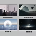 Modern Abstract Art Prints With Urban Landscapes Geometric Shapes And Cosmic Scenes