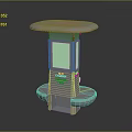 Modern Cityway Info Point Kiosk With Blue Top Green Panel And Seats
