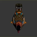 Colorful Mandarin Duck With Red Beak And Orange Feet On Dark Background