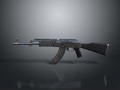 Modern Tactical Assault Rifle With Metal Body And Black Magazine Stock 3d model