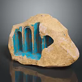 Intricate Stone Carved Blue Architectural Structure With Arched Interior Design