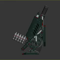 Green Military Weapon With Cylindrical Barrel Mechanical Structure Red Base Parts
