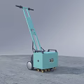 Blue Public Facility Floor Cleaning Machine With Handle Wheels And Brushes 3d model
