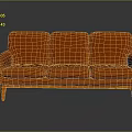 Classic Orange Three Seater Sofa With Wooden Legs And Upholstered Design