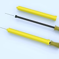 Yellow Cylindrical Components With Black Rods And Gold Spring Parts 3d model