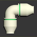White Plastic Elbow Pipe Fitting With Green Rings For Hardware Tools 3d model