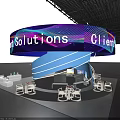 Orient Solutions Exhibition Booth With Large Curved LED Screen And Colorful Lighting