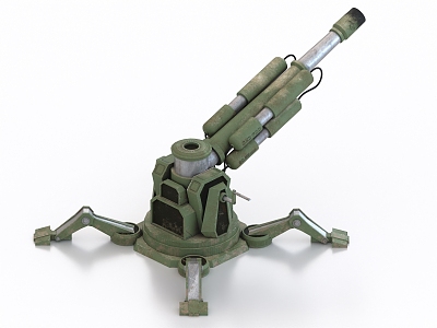 Battery turret rocket gun mortar anti-aircraft gun 3d model