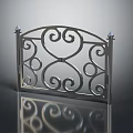 Decorative Metal Railing With Intricate Scroll Patterns Heart Shape And Spiked Finials 3d model