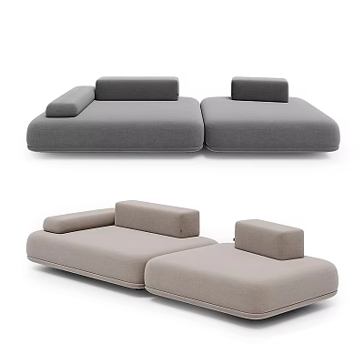 Modern Modular Sectional Sofa in Neutral Gray and Beige Tones with Minimalist Design 3d model