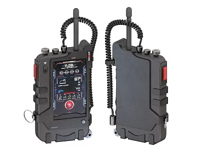 Black Rugged Two Way Radios With Display Screen And Antenna For Communication 3d model