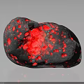 Glowing Rock With Red Luminous Spots On Dark Textured Background Surface 3d model