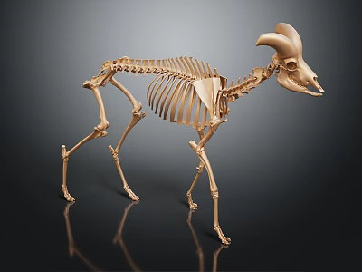 Detailed Standing Animal Skeleton Model For Medical Veterinary Anatomy Teaching Tool 3d model