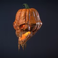 Halloween Themed Decorative Light With Carved Pumpkin Head Glowing Eyes And Mouth