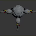 Futuristic Silver Robot Game Movie Character With Spherical Head Mechanical Legs And Wheel Structures