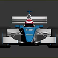 Blue And White Race Car With Number 13 Rear Wing Red Helmet And ECO Logo