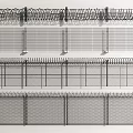 Construction Component Metal Mesh Fence With Barbed Wire Security Design 3d model