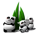 Adorable Panda Ornaments Decorative Set Featuring Bamboo Stalks And Cute Details