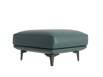 Teal Leather Ottoman with Black Slim Legs and Sleek Modern Minimalist Design 3d model