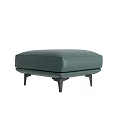 Teal Leather Ottoman with Black Slim Legs and Sleek Modern Minimalist Design