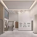 Modern Office Reception Area With Design Works On Walls And Marble Counter