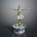 Golden Ballerina Shaped Decorative Furniture Piece With Blue Accent Base