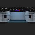 Modern Fashion Stage With Dot Matrix Lights White Backdrop Decorative Sides And Front Stairs