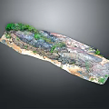 Detailed Landscape Model With Rock Terrain Green Vegetation And Natural Features