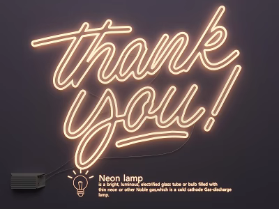 Decorative Neon Lamp Lighting Combination With Thank You Lettering And Warm Glow 3d model