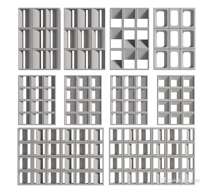 Modern Metal Room Dividers With Various Geometric Grid Designs And Patterns 3d model