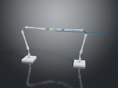 Adjustable Modern Mechanical Structure With White Bases And Blue Component Arms 3d model