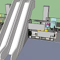 Modern Café Outdoor Seating Area With Canopies Bar Counter And Green Plants