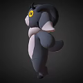 Gray and White Stuffed Toy with Yellow Eyes Long Ears Open Arms and Stitched Design