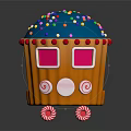Playful Cupcake Shaped Vehicle With Orange Body Blue Frosting Colorful Sprinkles Red Dots Striped Wheels