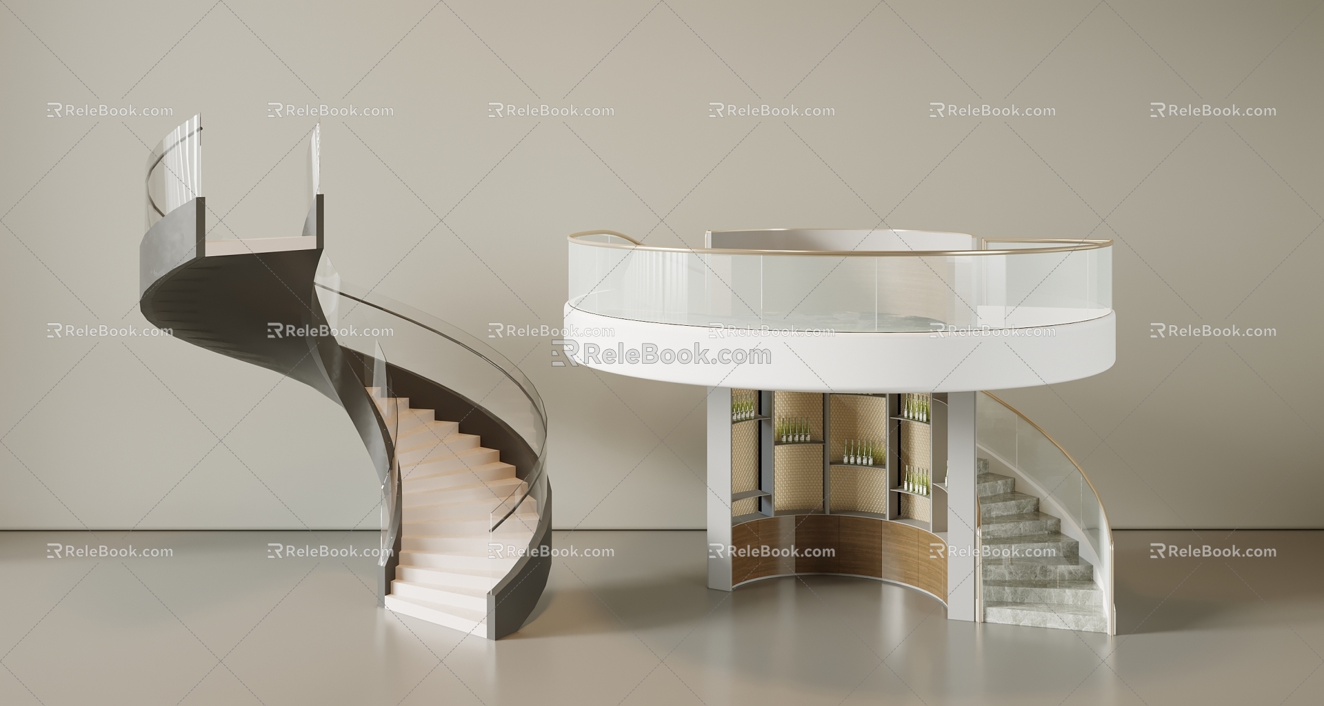 Modern Stairs Ring Stairs Glass Stairs 3d model