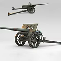 Vintage Military Weapon Old Cannon With Metal Wheels Long Barrel And Wooden Carriage