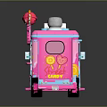 Pink Candy Truck With Playful Lollipop Decorations On Top And Colorful Details