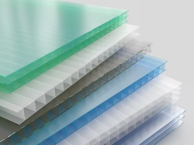 Sunlight Board Transparent Tile Canopy Car Shed Insulation Board Honeycomb Lighting Tile Double Layer Endurance Board Sunlight Room Lighting Tile Sunshade PC Endurance Board 3d model