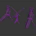 Black Metal Tripod Mechanical Structures With Cross Components And Stable Base