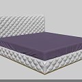 Double Bed With Quilted White Headboard Footboard And Purple Mattress