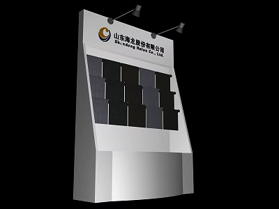 Contemporary Exhibition Shelf With White Frame Black Panels And Overhead Spotlights For Product 3d model