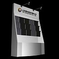Contemporary Exhibition Shelf With White Frame Black Panels And Overhead Spotlights For Product