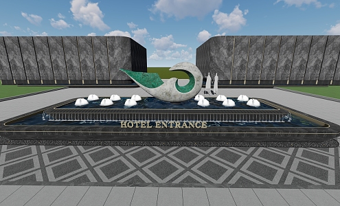 Modern New Chinese Waterscape Modern Entrance Waterscape Hotel Entrance Waterscape Community Entrance Waterscape 3d model