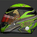 Green and Black Helmet Design With Red Visor Avatar Lettering And Gold Patterns
