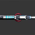 Futuristic Sci Fi Weapon With Silver Body Blue Lights And Red Pipes