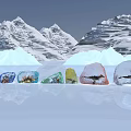 Snowy Mountain Garden Landscape Design With Ice Surface And Colorful Ice Blocks