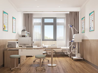 Modern Hospital Outpatient Clinic With Medical Equipment And Natural Light 3d model